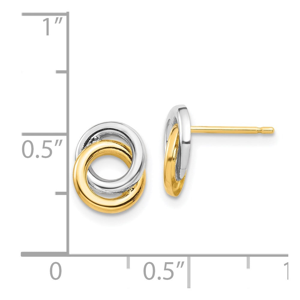 14k and White Rhodium 9.7mm Intertwined Circles Post Earrings