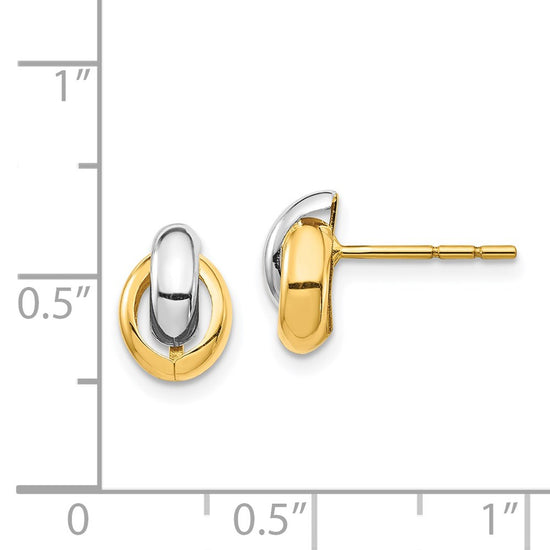 14k and White Rhodium 10mm Oval Post Earrings