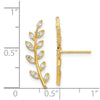 14K CZ Fern Ear Climber Post Earrings