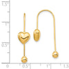 14K Puffed Heart with Screw-on Bead Threader Earrings