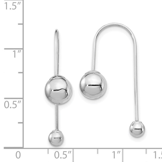 14K White Gold 8mm Bead with 4mm Screw-on Bead Threader Earrings