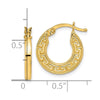 14K Polished Hollow Greek Key Hoop Earrings