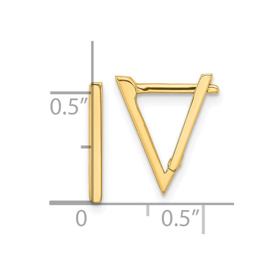 14K Polished Triangle Hoop Earrings