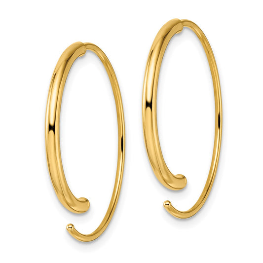 14k Polished Round Wire Threader Earrings