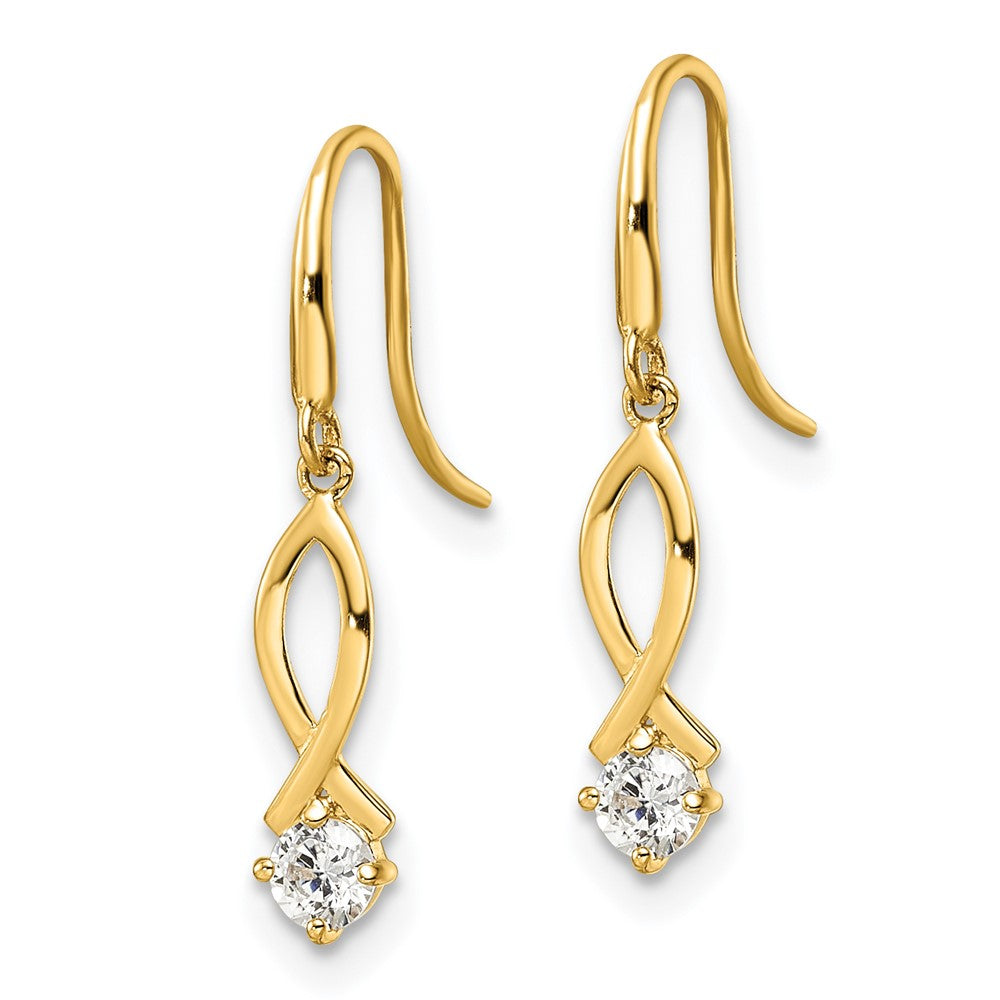14k Oval with CZ Dangle French Hook Earrings