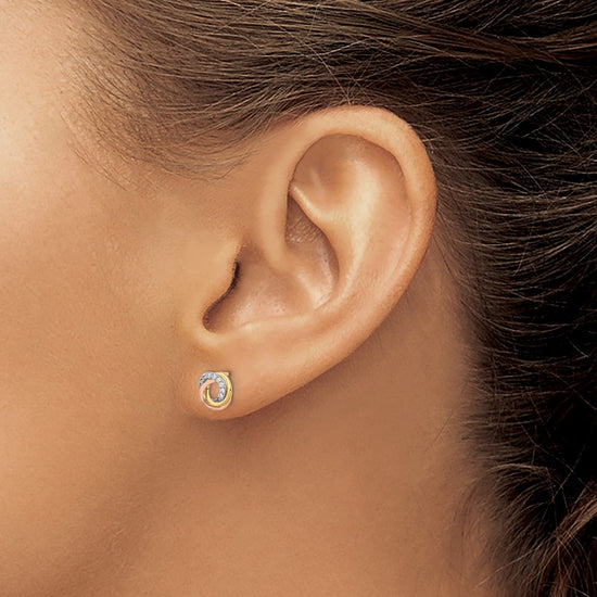 14k Tri-color 7mm CZ Circles Love Knot Post Earrings