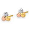 14K Tri-color Circles Post Earrings