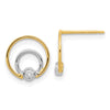 14K and White Rhodium 10mm Polished Double Circle with CZ Post Earrings