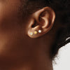 14K Polished 3.5mm Ball/3-4mm Freshwater Cultured Pearl/4.5mm CZ Bezel Set of 3 Pair Post Earrings
