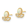 14k CZ and Lab Created Opal 7mm Flower Post Earrings