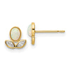 14k CZ and Lab Created Opal 7mm Flower Post Earrings