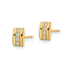 14K Polished CZ Curved Bar Post Earrings