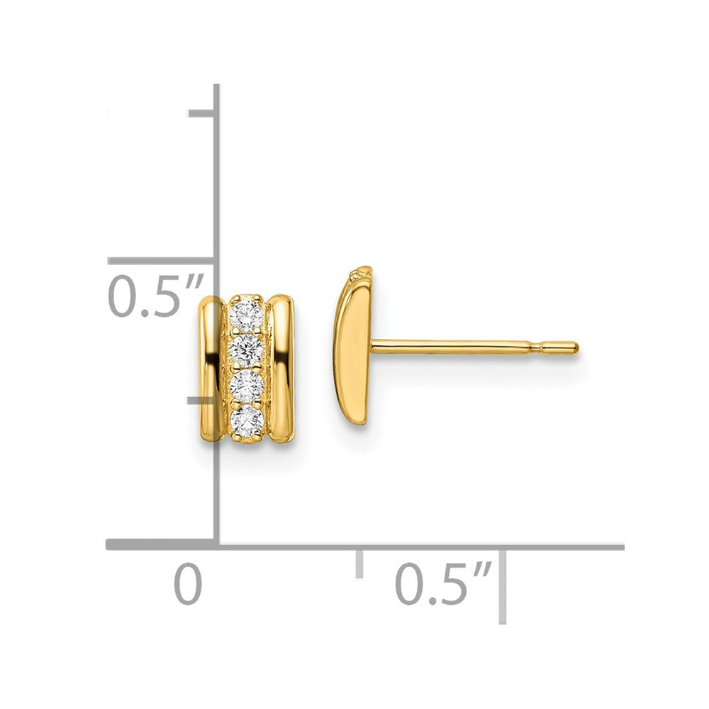 14K Polished CZ Curved Bar Post Earrings