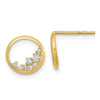 14K Polished 9.25mm Open Circle with CZ Post Earrings