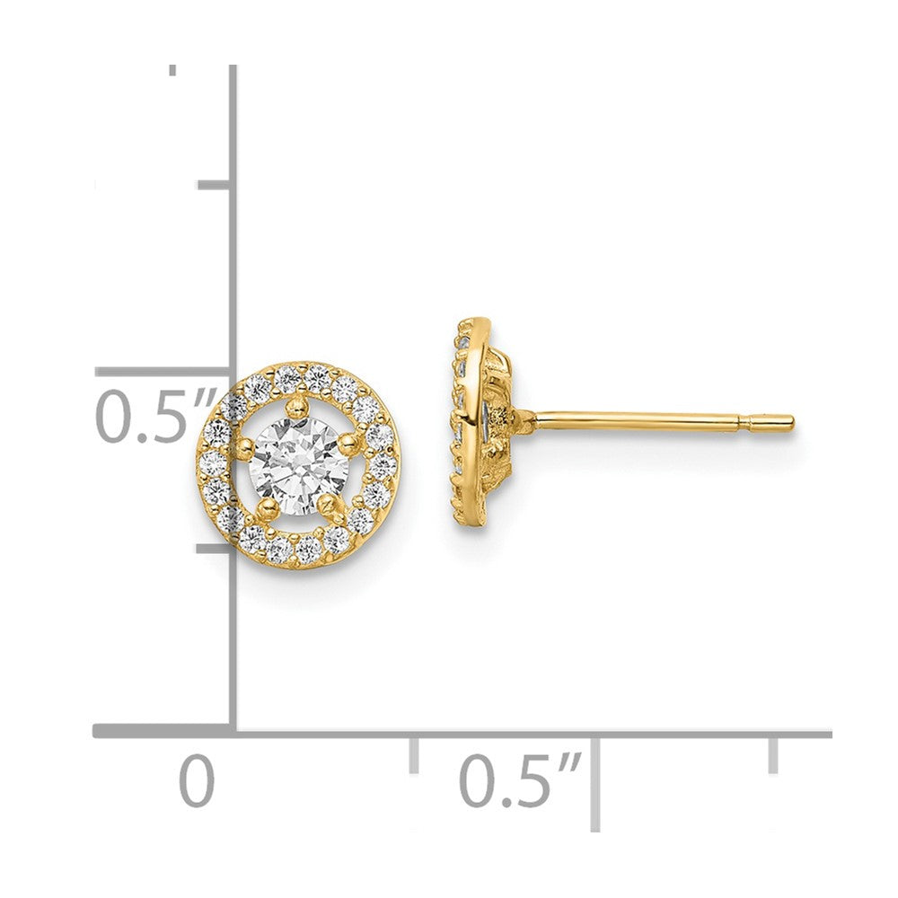 14k 7.25mm CZ Halo Stud Earrings