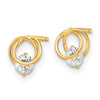 14k Polished CZ in 6.75mm Circles Post Earrings