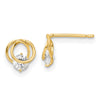 14k Polished CZ in 6.75mm Circles Post Earrings