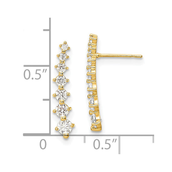 14K Polished Graduated White CZ Post Earrings