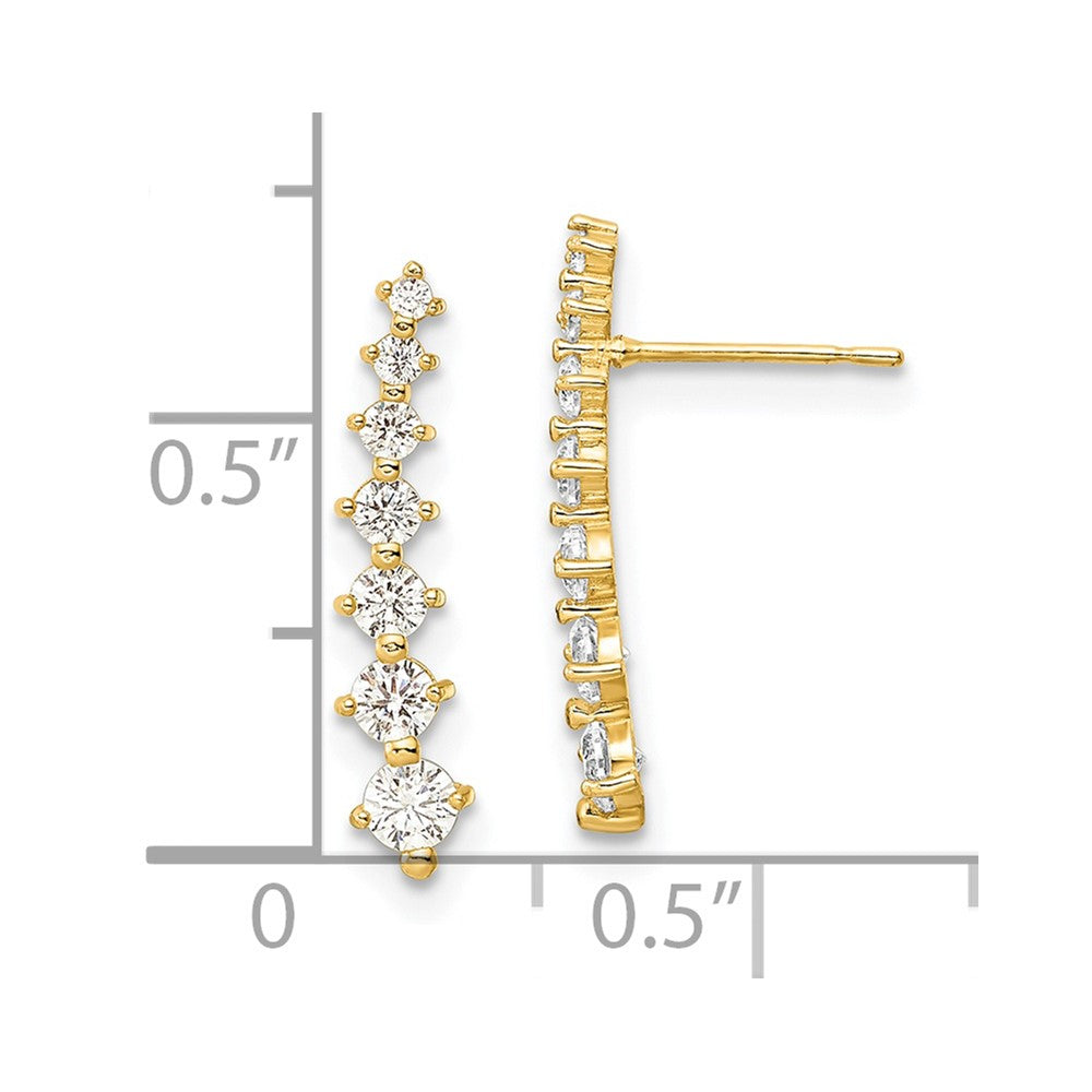 14K Polished Graduated White CZ Post Earrings