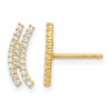 14K Polished Curved Bar CZ Post Earrings