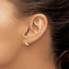 14K and White Rhodium CZ Awareness Ribbon Post Earrings