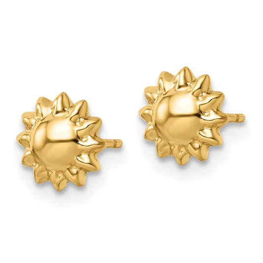 14k Polished Sun w/Enameled Back Post Earrings