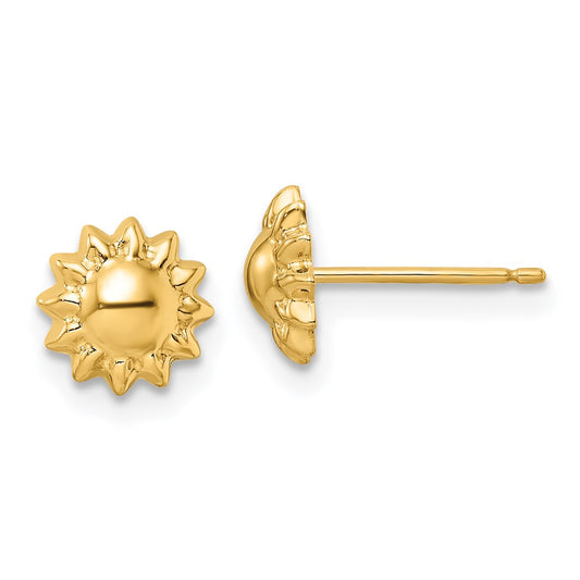 14k Polished Sun w/Enameled Back Post Earrings