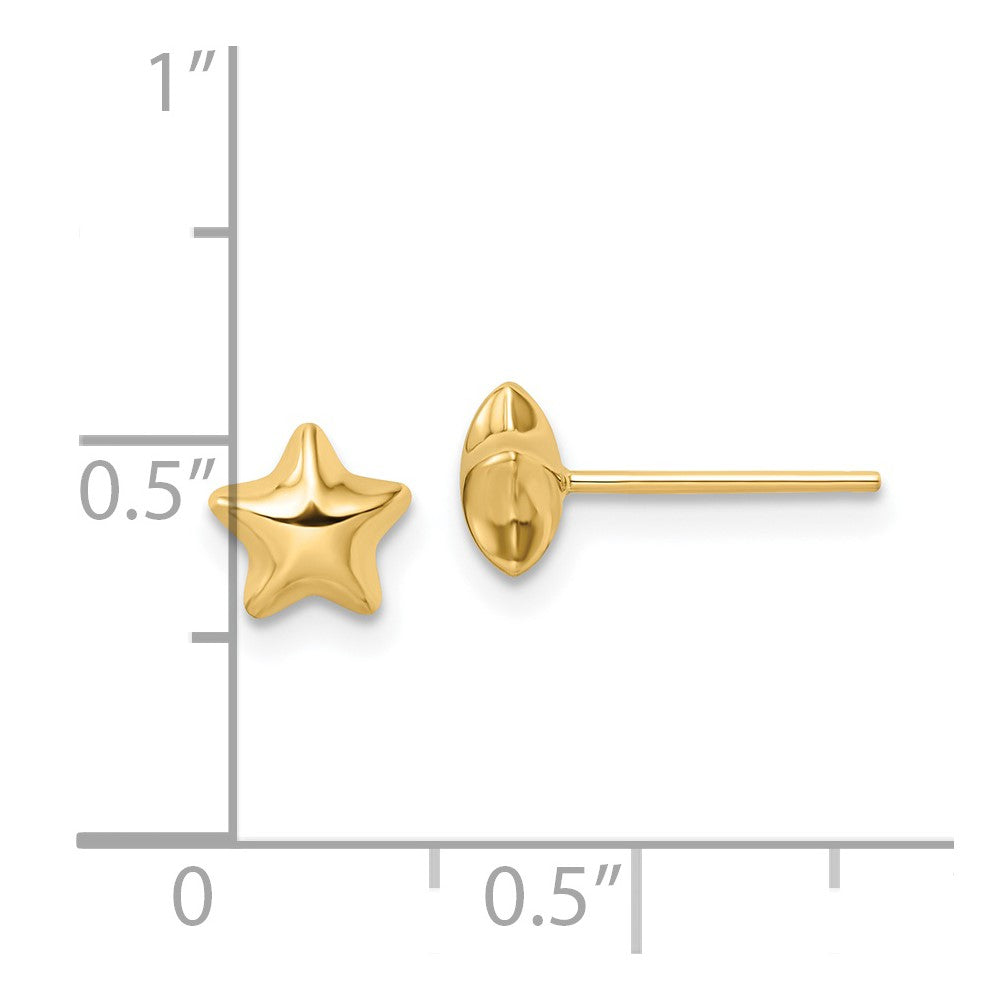 Gold Puffed Star Post Earrings