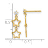 14K Polished Two Star with CZ Dangle Post Earrings