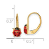 14k Polished Red and Black Enameled Ladybug Leverback Earrings
