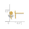 14K and White Rhodium Flower Post Earrings