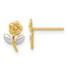 14K and White Rhodium Flower Post Earrings