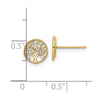 14k CZ Tree of Life in Circle Post Earrings