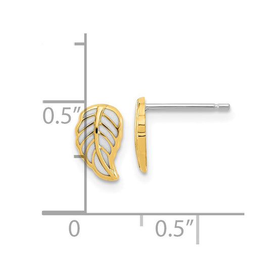 14K Two-tone Cut-out Leaf Post Earrings