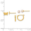 14K Butterfly/3-4mm Freshwater Cultured Pearl/Mini Hoop 3-Pair Earring Set