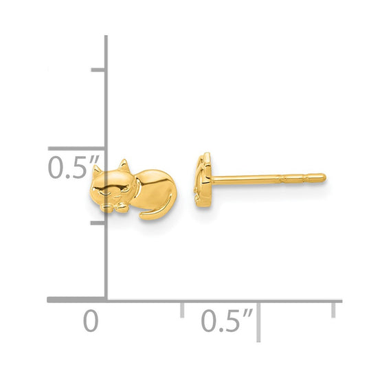 14K Polished Cat Post Earrings