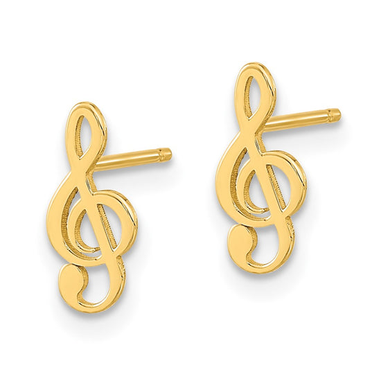 14K Polished Musical Treble Clef Post Earrings