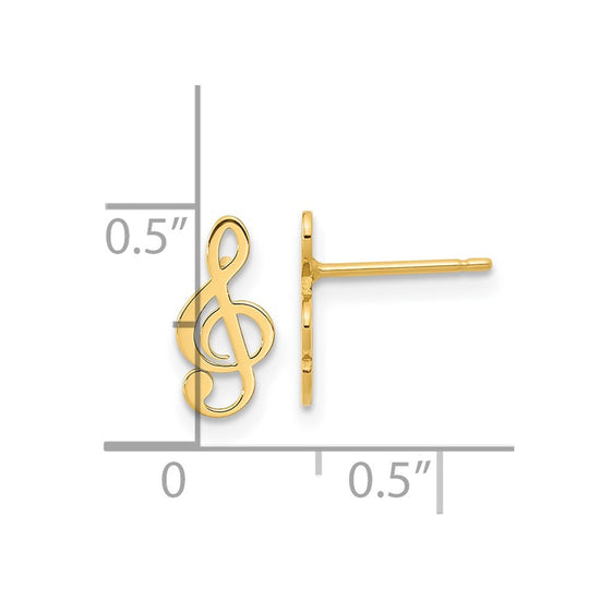 14K Polished Musical Treble Clef Post Earrings