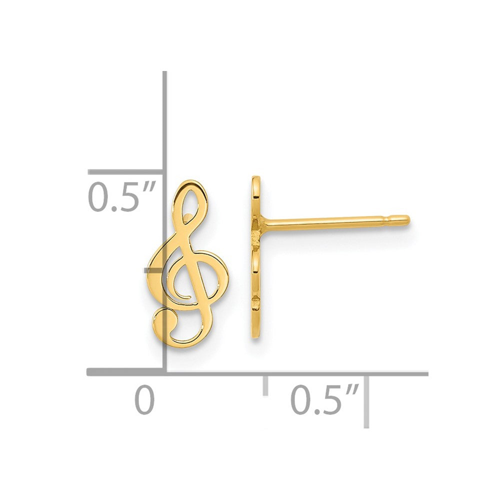 14K Polished Musical Treble Clef Post Earrings