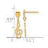 14K Polished Treble Clef Dangle Post Earrings