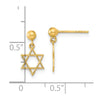 14K Polished Star of David Post Dangle Earrings