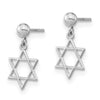 14K White Gold Polished Star of David Post Dangle Earrings