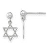 14K White Gold Polished Star of David Post Dangle Earrings