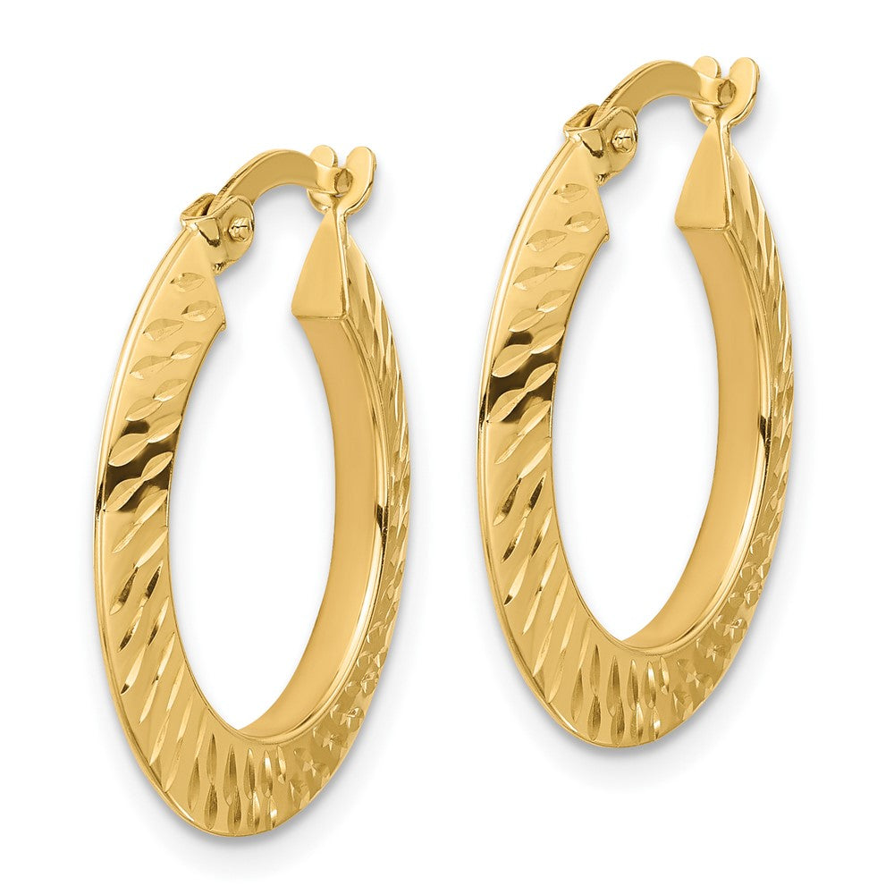 14K Polished and Diamond-cut Knife Edge Hoop Earrings