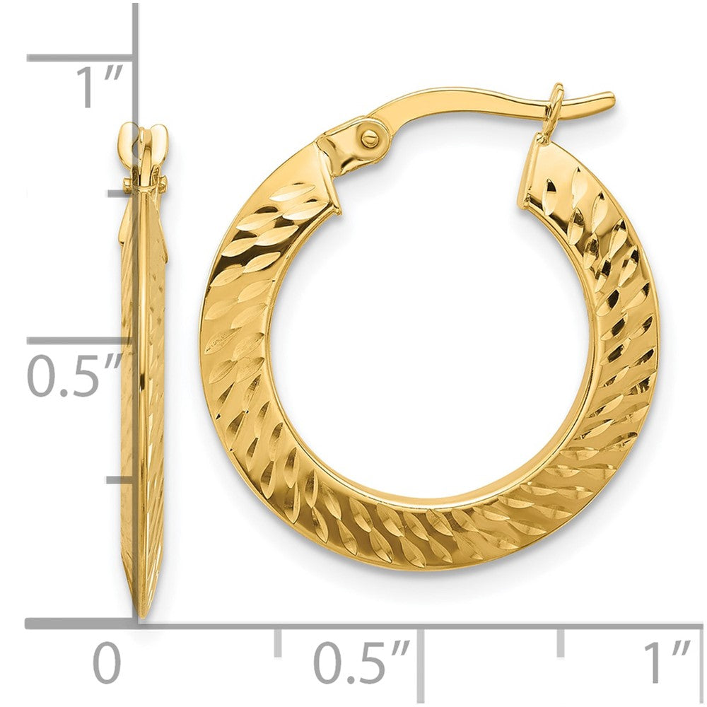 14K Polished and Diamond-cut Knife Edge Hoop Earrings