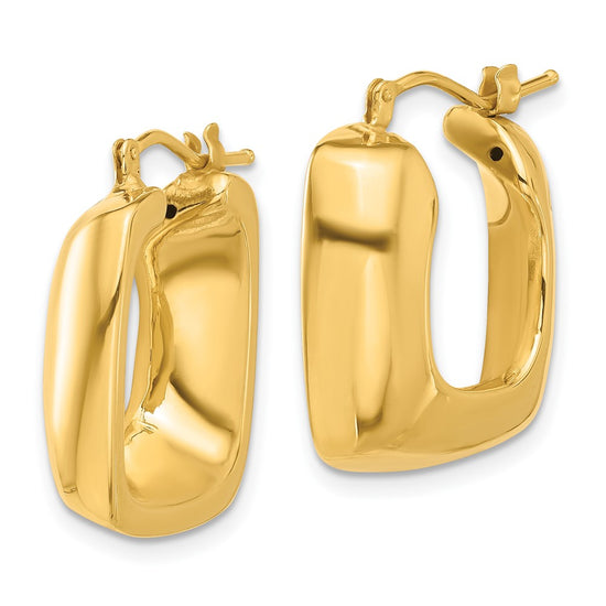 14K Polished Square Hoop Earrings