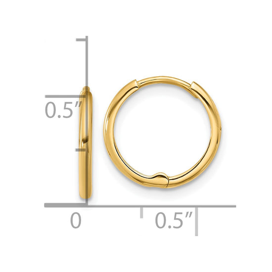 14k Polished 1.45x14mm Hinged Huggie Hoop Earrings