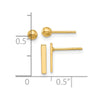 14K Set of Two Pair Polished 3mm Ball and Bar Post Earrings