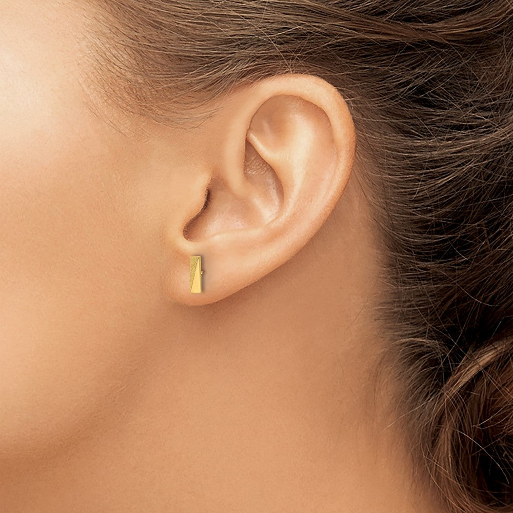 14K 2.5x9mm Polished and Satin Bar Post Earrings