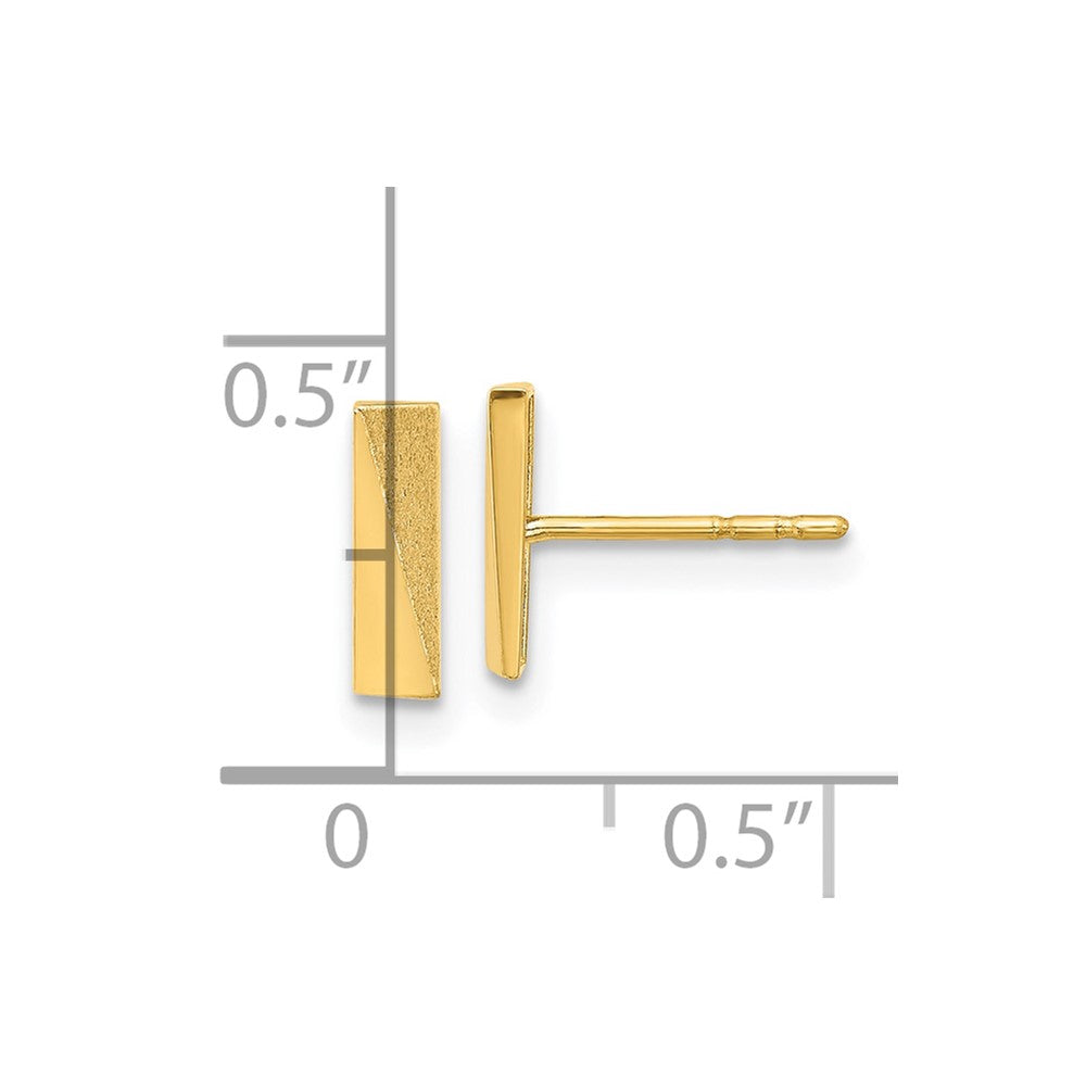 14K 2.5x9mm Polished and Satin Bar Post Earrings